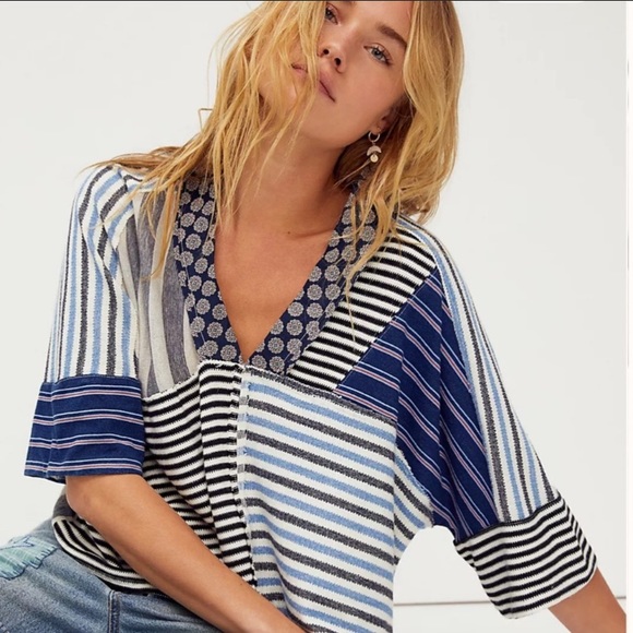 Free People Tops - FREE PEOPLE The Stripe is Right Patchwork Top NWT